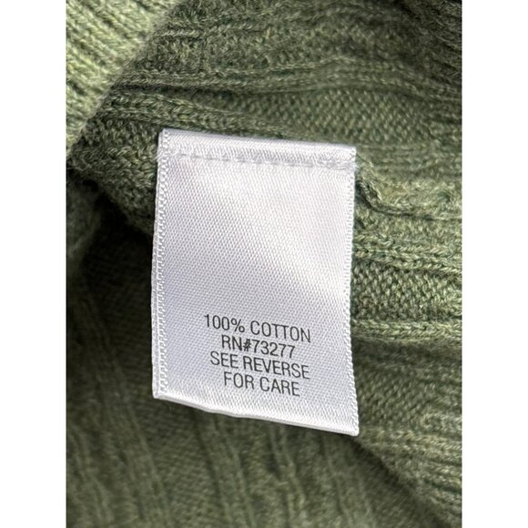 Croft & Barrow Womens Cable Knit Sweater L Cotton Green V Neck Henley New - Picture 5 of 6
